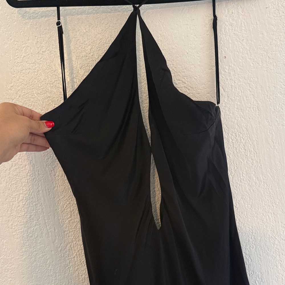 Meshki Lucia Satin Cut Out Maxi Dress - Black - Picture 3 of 7